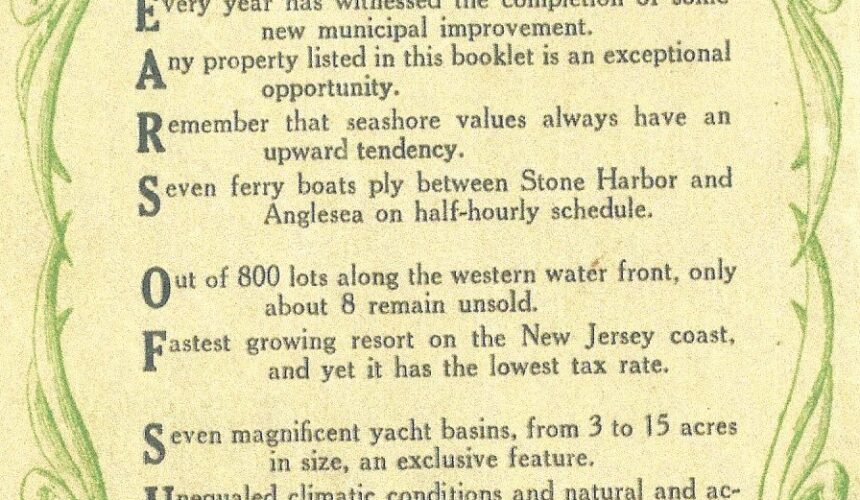 PICTURE OF THE DAY No. 135 – “1907 – STONE HARBOR – 1917 / TEN YEARS OF SUCCESS”